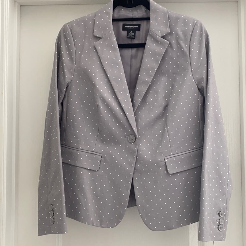 NWT gray with white polka dot blazer